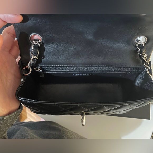 Chanel mini rectangular classic flap black lambskin SHW - Picture 8 of 12